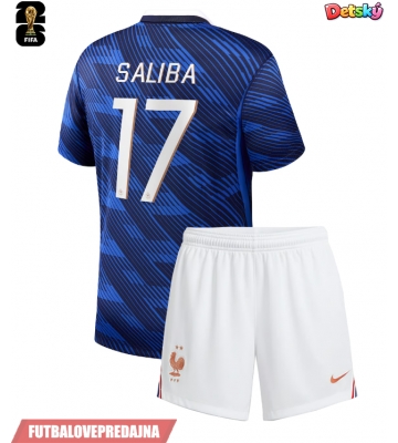 Lacne Dětský Futbalové dres Francúzsko William Saliba #17 MS 2026 Krátky Rukáv - Domáci (+ trenírky)